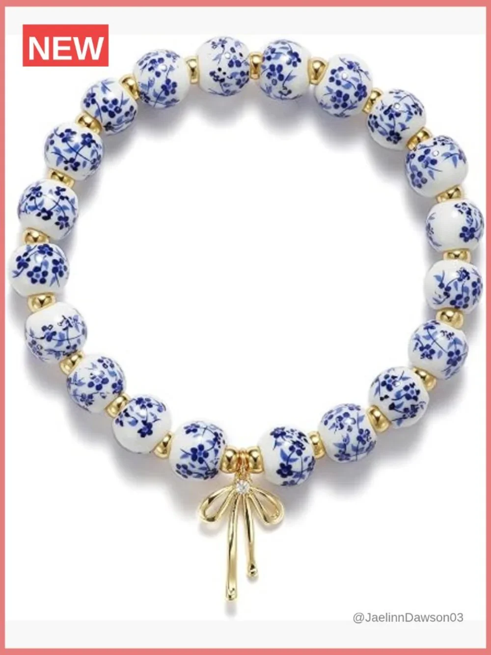 Vintage Bow Charm Stretch Beaded Bracelet Romantic Dainty Jewelry
